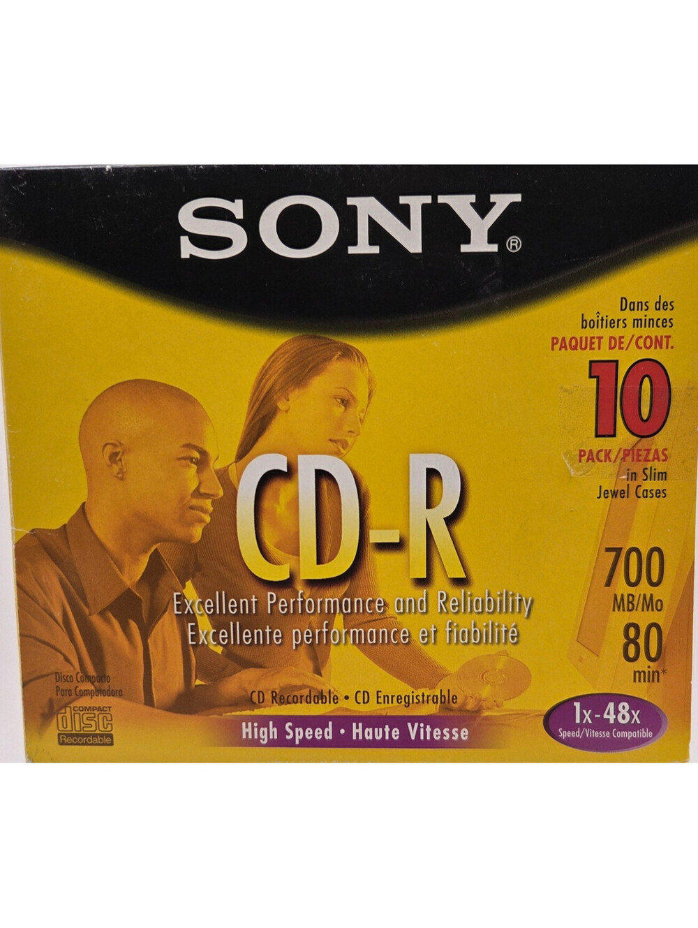 Sony CD-R 700MB 80 Min 1x-48x Blank Recordable Discs 9 Pack Slim Jewel Cases